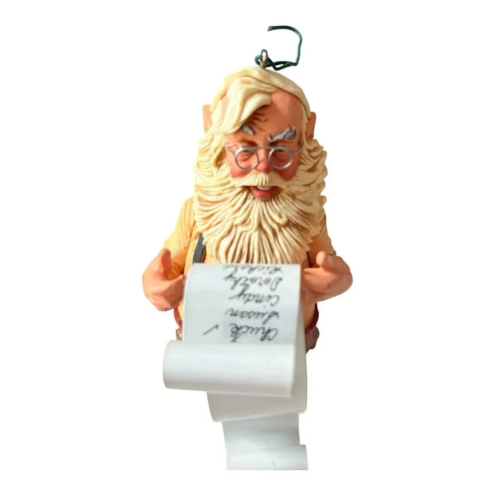 Vintage 1980 Hallmark Santa Checking It Twice Christmas Ornament No Pipe 6